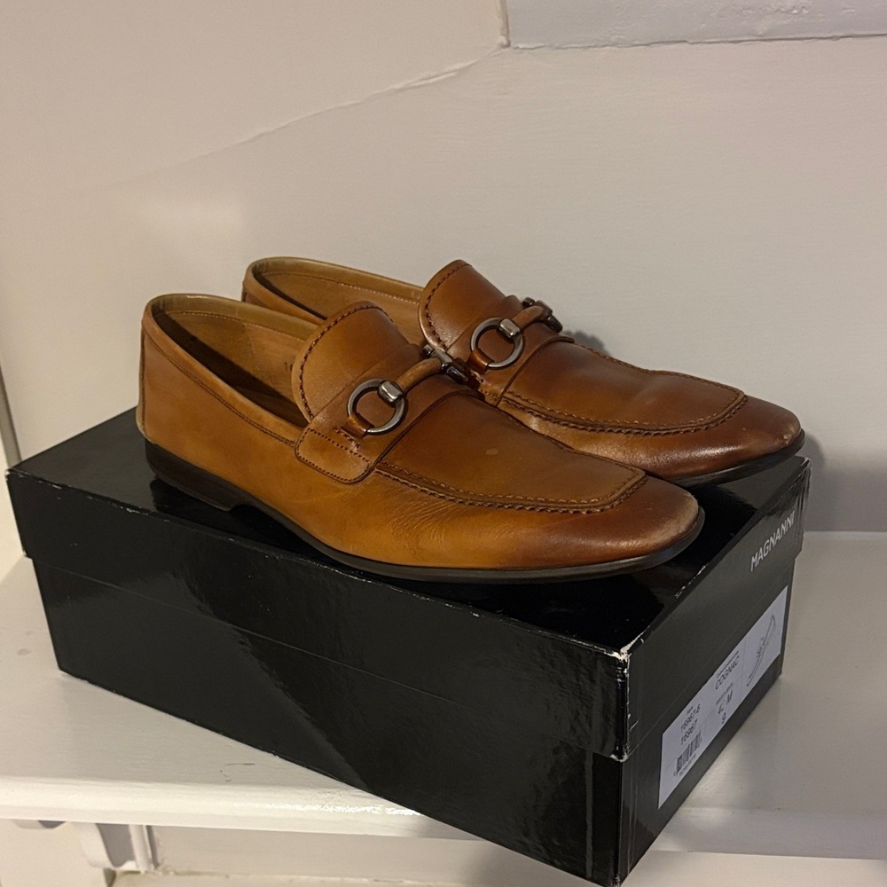 Magnanni Brown Leather Loafers with Buckle